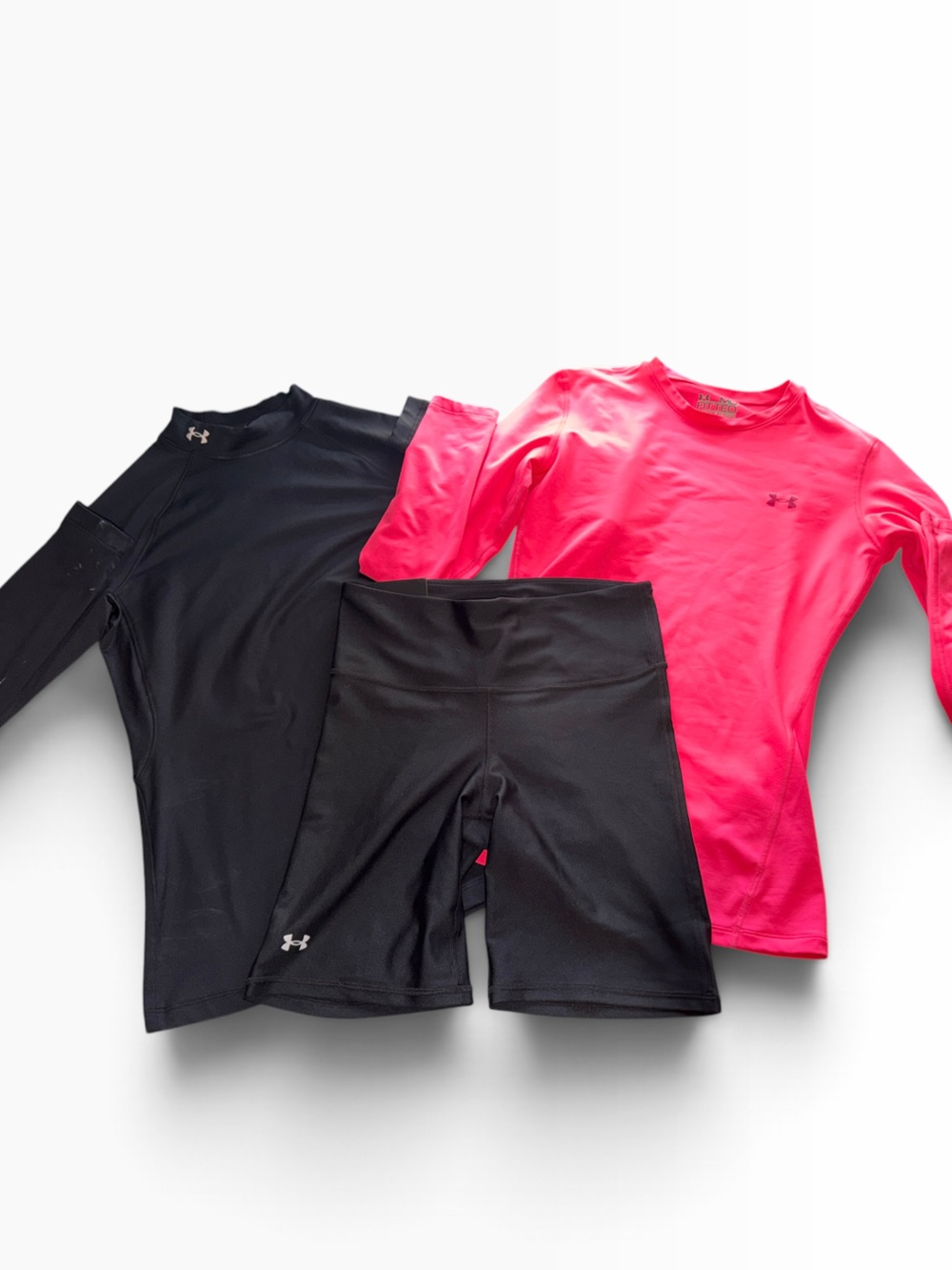 Under Armour Black and Bright Pink Women’s Athletic Bike Shorts Set